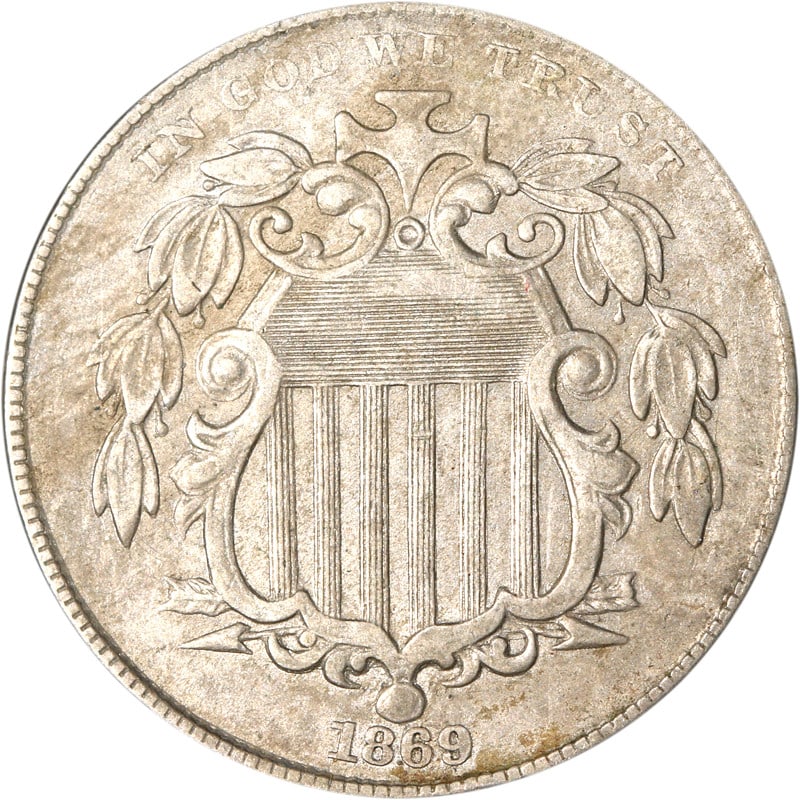 United States 1869 Nickel Five Cent Shield Coin Circulated (1 of 2)