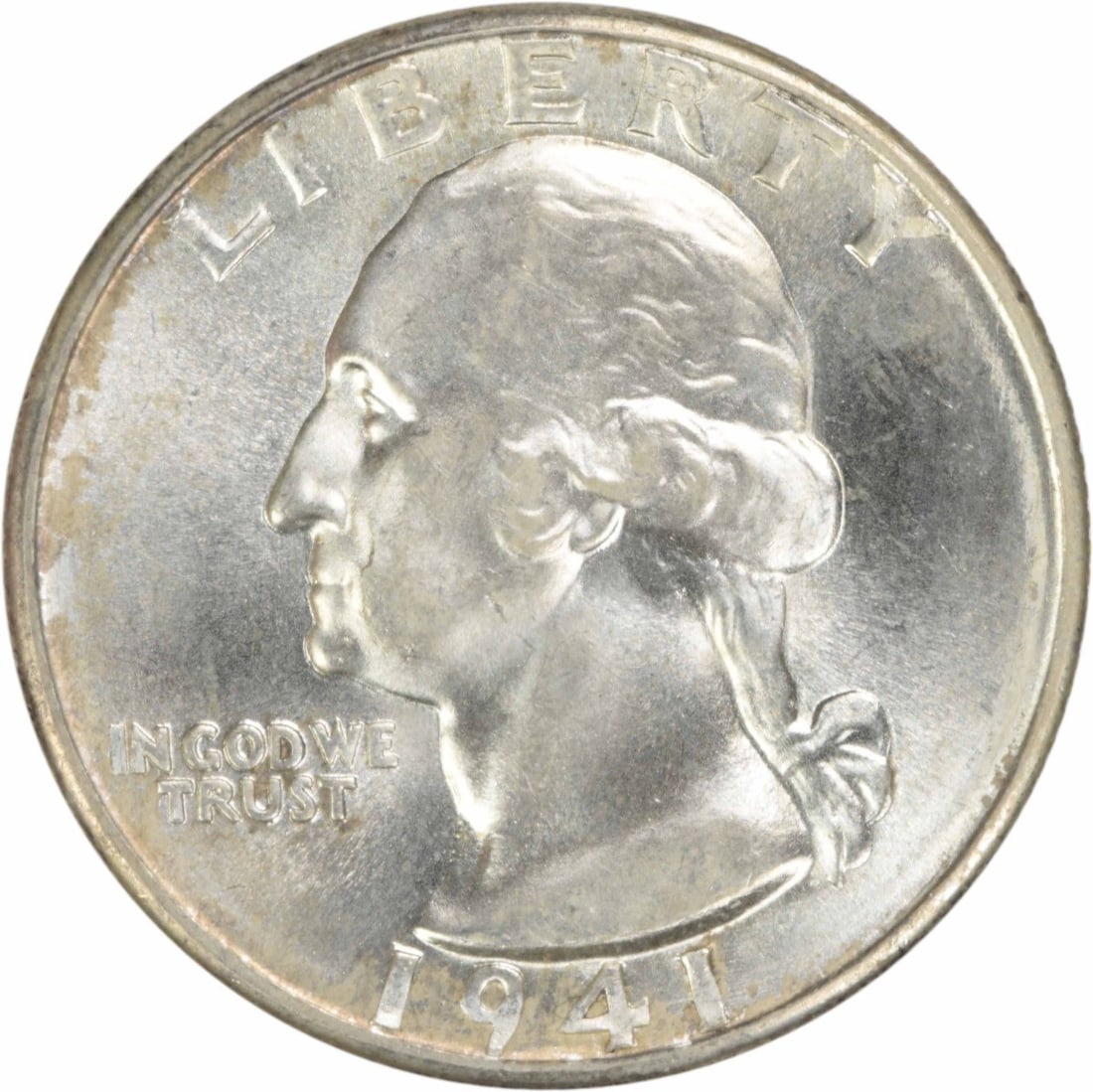 Choice BU Plus 1941-D Silver 25C Washington Quarter Uncertified: Choice BU Plus 1941-D Silver 25C Washington Quarter Uncertified This 1941-D Washington Quarter is an uncirculated coin with a Choice BU+ grade. Minted in Denver, it is composed of silver and remains u