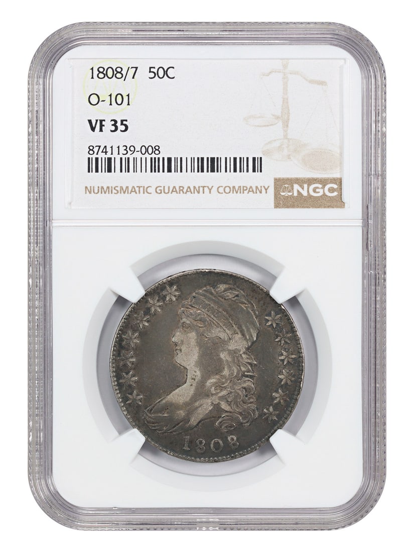 NGC VF35 Capped Bust Half Dollar 1808 Overdate Overton-101 (1 of 4)
