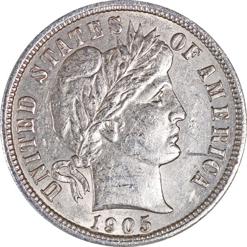 San Francisco Mint 1905 Silver Barber Dime: San Francisco Mint 1905 Silver Barber Dime This is a 1905-S Barber Dime from the San Francisco Mint. The coin is composed of silver and is in circulated, pre-owned condition. It is uncertified and was