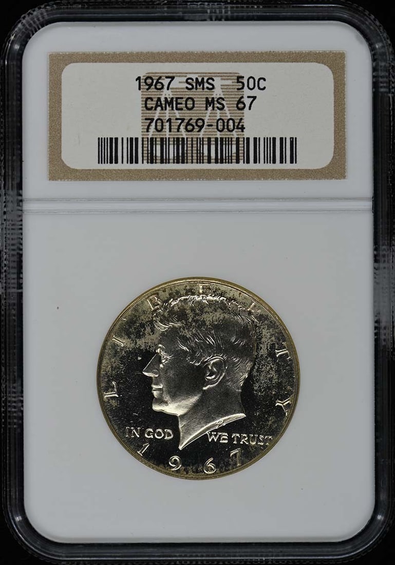 1967 Kennedy Half Dollar NGC MS67CAM Uncirculated Philadelphia Coin: 1967 Kennedy Half Dollar NGC MS67CAM Uncirculated Philadelphia Coin This 1967 SMS Kennedy Half Dollar is a remarkable addition for any coin collector. Graded as MS67 by NGC, this uncirculated coin sho