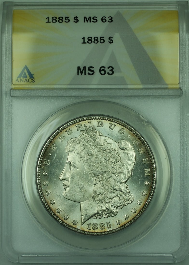 ANACS MS 63 Graded 1885 Morgan Dollar Silver Coin (1 of 2)