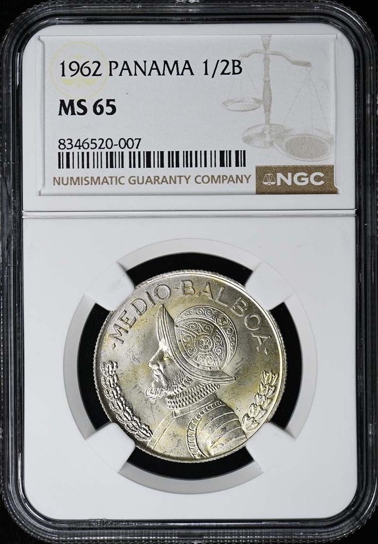 NGC Certified 1962 Panama Half Balboa MS65 Uncirculated Coin: NGC Certified 1962 Panama Half Balboa MS65 Uncirculated Coin This is a 1962 Panama 1/2 Balboa coin, graded MS65 by NGC. The coin is uncirculated and comes with NGC certification and certification numb