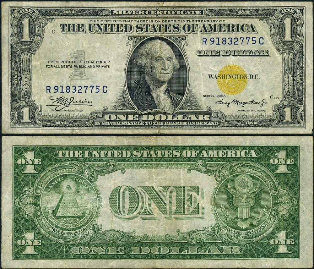 1935-A $1 Silver Certificate R-C Block North Africa VF Note: 1935-A $1 Silver Certificate R-C Block North Africa VF Note This is a FR. 2306 $1 1935-A Silver Certificate from the R-C Block, featuring the North Africa issue. The note is circulated and graded as V