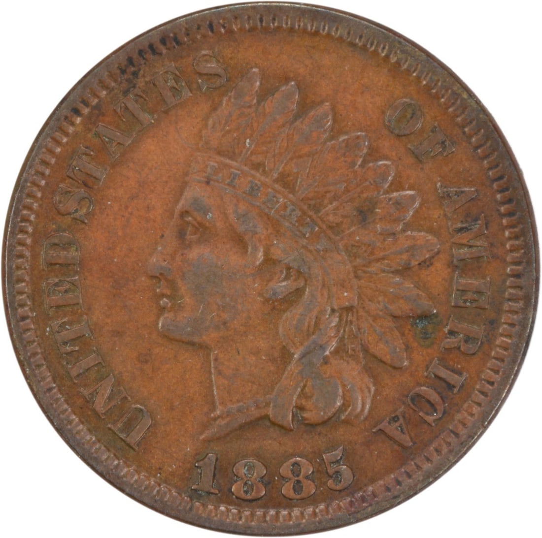 1885 Indian Head Cent EF Uncertified Philadelphia Mint: 1885 Indian Head Cent EF Uncertified Philadelphia Mint This 1885 Indian Cent features a design by James Barton Longacre and is a notable piece of American numismatics. It is classified as an Extra Fin