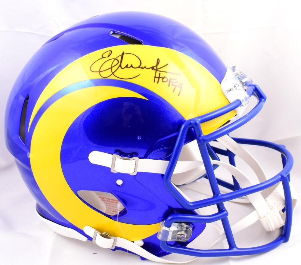 Eric Dickerson Signed Rams 2020 Speed Authentic Helmet Beckett Holo: Eric Dickerson Signed Rams 2020 Speed Authentic Helmet Beckett Holo This is an original Los Angeles Rams full-size 2020 Speed authentic helmet signed by NFL legend Eric Dickerson. The helmet comes wit