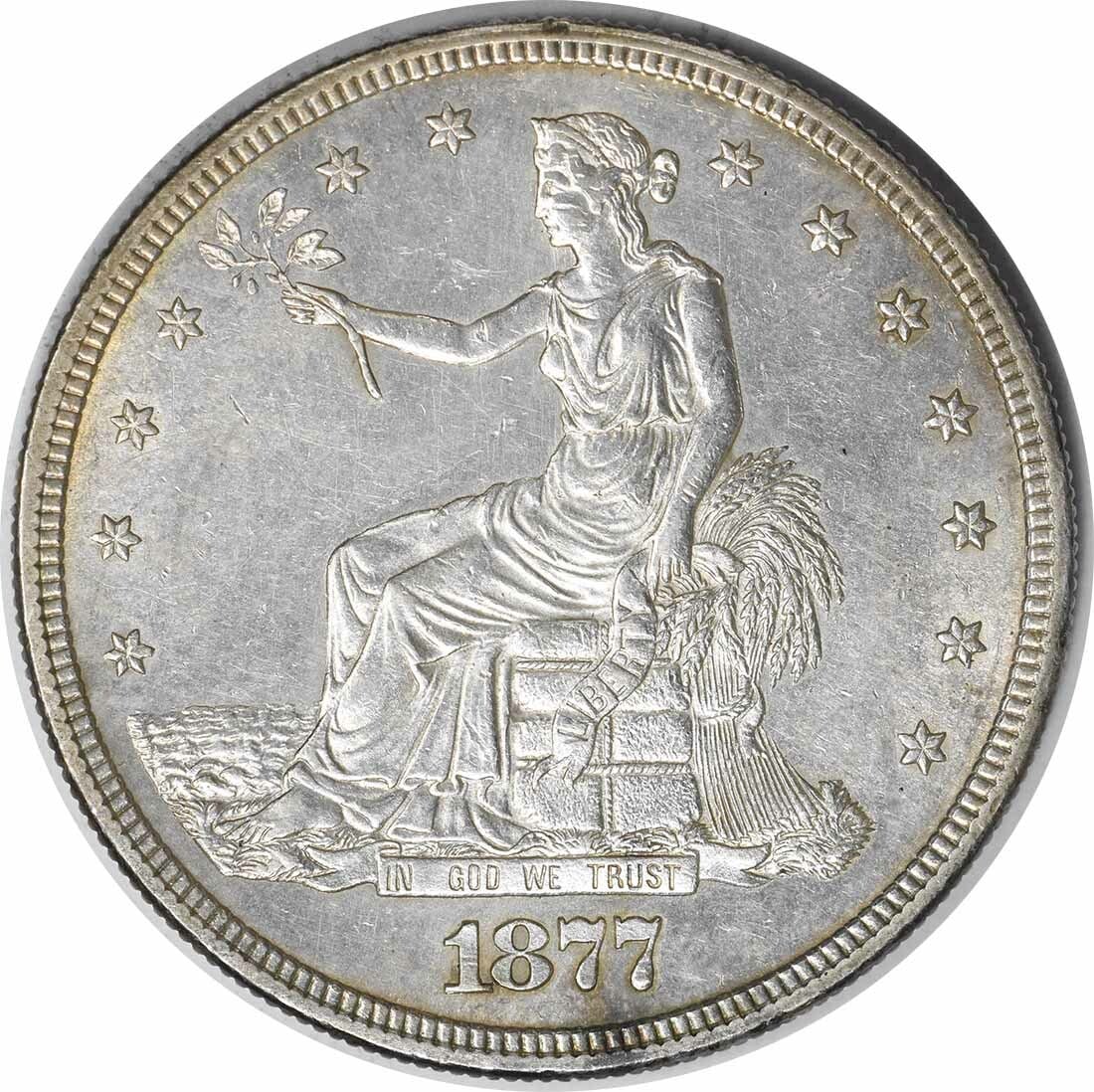 1877-S Trade Dollar Uncirculated Silver Coin Km 108 (1 of 2)