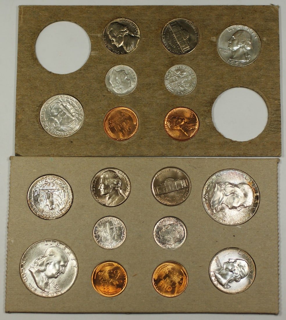 1956 Double Mint Set of 18 U.S. Coins with 10 Silver Uncirculated: 1956 Double Mint Set of 18 U.S. Coins with 10 Silver Uncirculated This is a complete original 1956 U.S. Double Mint Set featuring 18 coins, with 10 coins composed of silver. The set includes coins fro