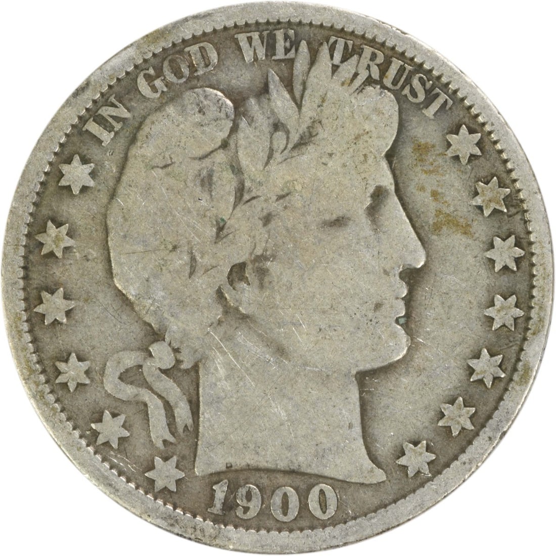 Barber Half Dollar 1900 New Orleans Mint 90 Percent Silver VG Grade Uncertified: Barber Half Dollar 1900 New Orleans Mint 90 Percent Silver VG Grade Uncertified This 1900-O Barber Half Dollar is a circulated coin from the United States, minted in New Orleans. It features the iconi