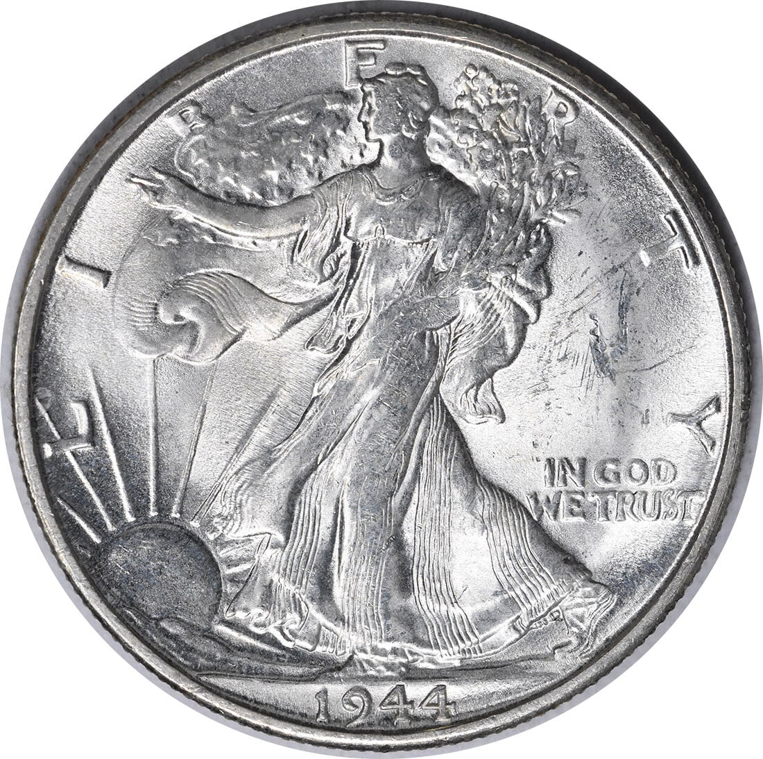 1944-S/S Walking Liberty Silver Half Dollar Choice BU Uncertified: 1944-S/S Walking Liberty Silver Half Dollar Choice BU Uncertified This 1944-S/S Walking Liberty Silver Half Dollar is a stunning piece for any collector. Classified as Choice BU, it features a burnish