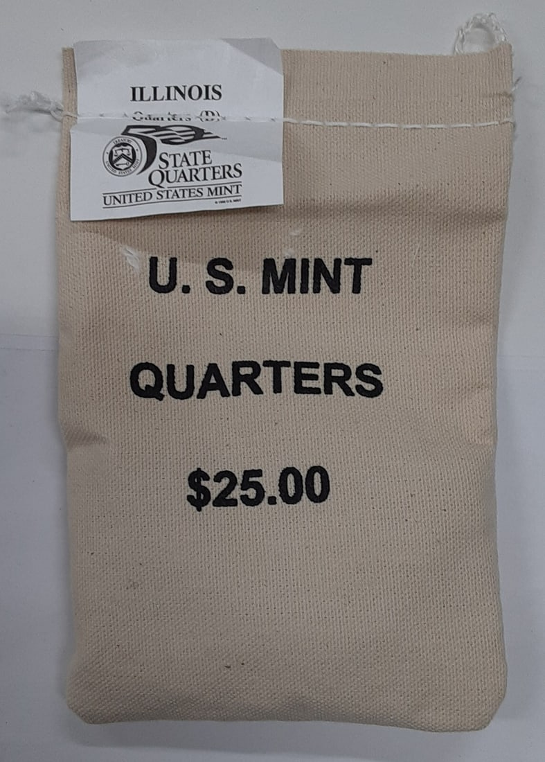 2003 Illinois State Quarters Denver Mint $25 Bag Uncirculated 100 Coins (1 of 2)