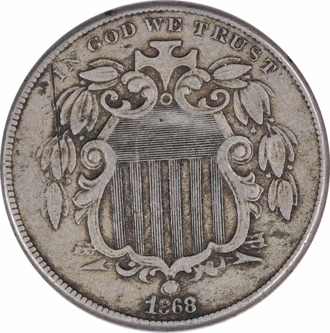 1868 Shield Nickel XF Philadelphia Mint 5C by Longacre (1 of 2)