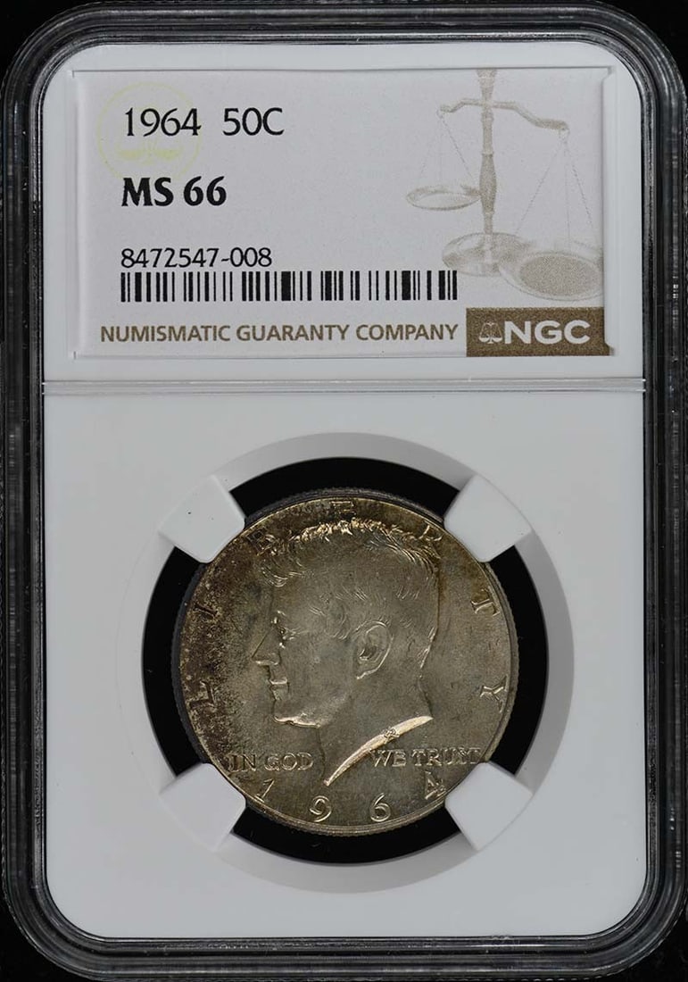 1964 Kennedy Half Dollar NGC MS66 Uncirculated Coin: 1964 Kennedy Half Dollar NGC MS66 Uncirculated Coin This 1964 Kennedy Half Dollar is certified by NGC, showcasing an impressive grade of MS66, indicating its uncirculated condition. Minted in Philadel