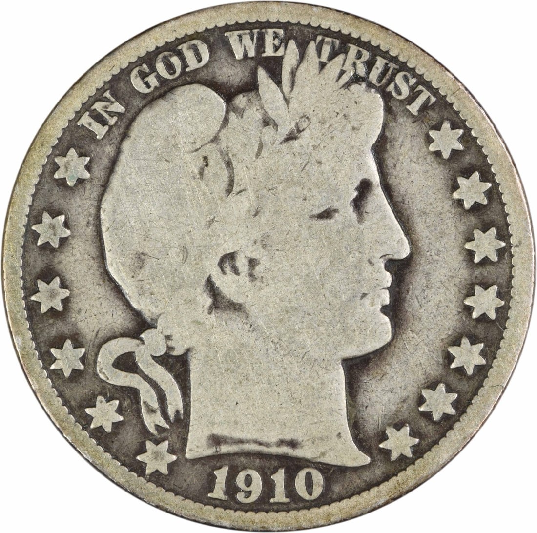 1910 United States Barber Half Dollar 90 Percent Silver VG Uncertified: 1910 United States Barber Half Dollar 90 Percent Silver VG Uncertified This 1910 Barber Half Dollar is a circulated coin from the United States, designed by Charles E. Barber. It has a denomination of