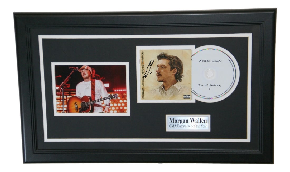 Framed Morgan Wallen Signed CD Display With Photo and JSA Authentication (1 of 3)