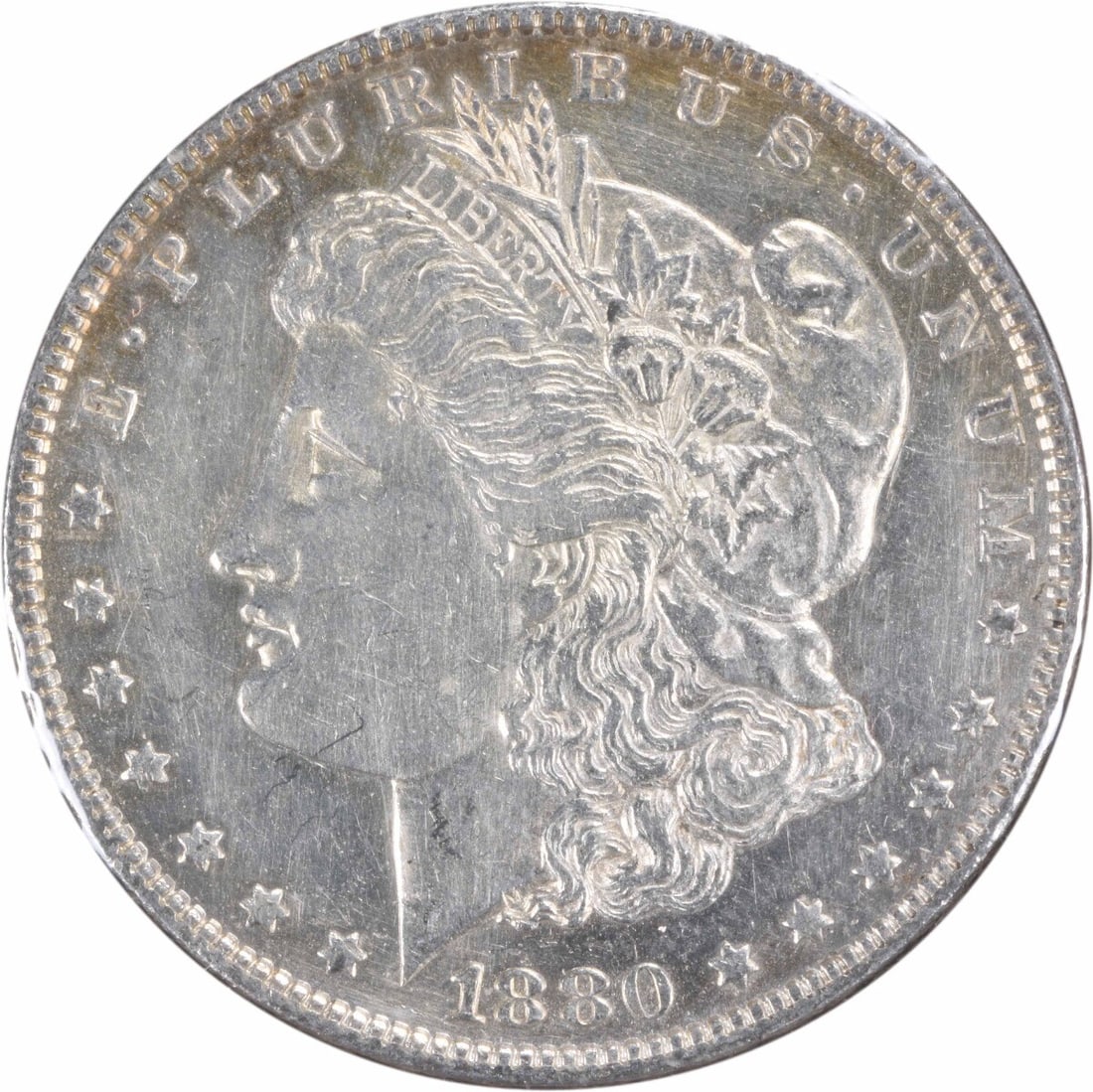 1880-O VAM 6 Morgan Silver Dollar Choice AU Uncertified: 1880-O VAM 6 Morgan Silver Dollar Choice AU Uncertified This 1880-O VAM 6 Morgan Silver Dollar is a historic piece from the New Orleans Mint. With a composition of 90% silver and 10% copper, this coin