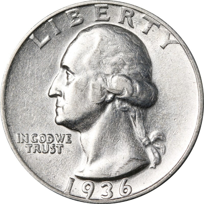 1936 Denver Mint Silver Washington Quarter United States Coin: 1936 Denver Mint Silver Washington Quarter United States Coin This is a 1936-D Washington Quarter from the United States, composed of 0.9 fineness silver. The coin was minted in Denver and is in circu