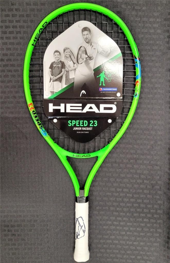 Novak Djokovic Autographed Tennis Racket Olympic Champion BAS Certified: Novak Djokovic Autographed Tennis Racket Olympic Champion BAS Certified This is an original signed tennis racket by Novak Djokovic, the Olympic Champion. The autograph has been authenticated by Becket