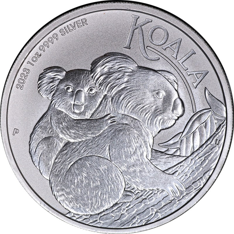 2023 Koala 1 oz Silver Coin Uncirculated Australian Bullion: 2023 Koala 1 oz Silver Coin Uncirculated Australian Bullion This is a 2023 Australia 1 ounce silver coin featuring the Koala design. Minted from .9999 fine silver, this Brilliant Uncirculated (BU) coi