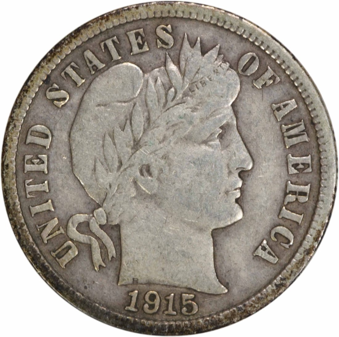 1915-S Barber Dime 10C VF Uncertified 90% Silver Coin: 1915-S Barber Dime 10C VF Uncertified 90% Silver Coin This 1915-S Barber Silver Dime is a classic coin from the United States, featuring the iconic design by Charles E. Barber. The coin is in Very Fin