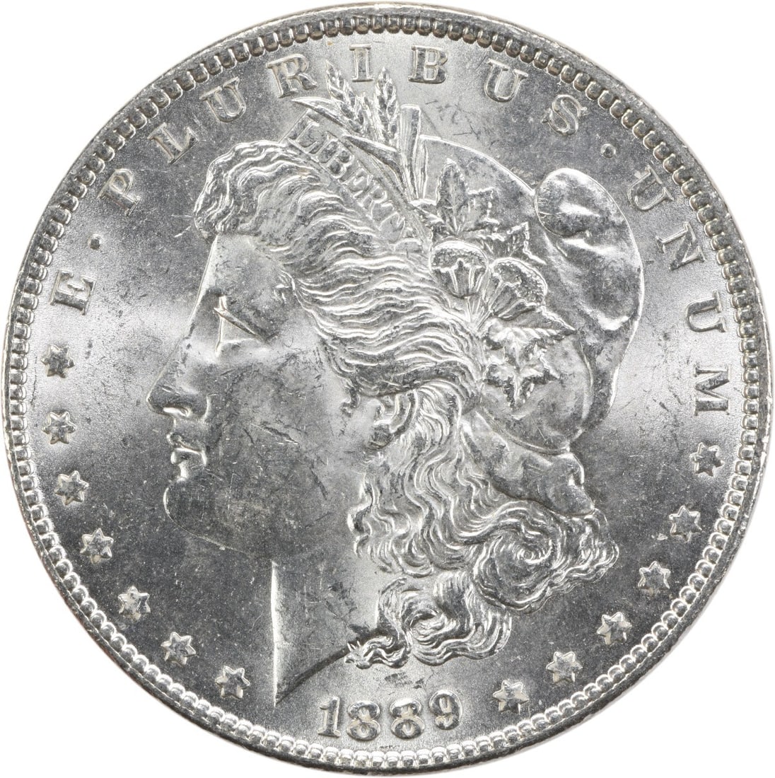 Choice BU 1889 Morgan Silver Dollar Uncertified US Coin: Choice BU 1889 Morgan Silver Dollar Uncertified US Coin This is an 1889 Morgan Silver Dollar from the United States, featuring a Choice Brilliant Uncirculated (BU) grade. The coin is composed of silve