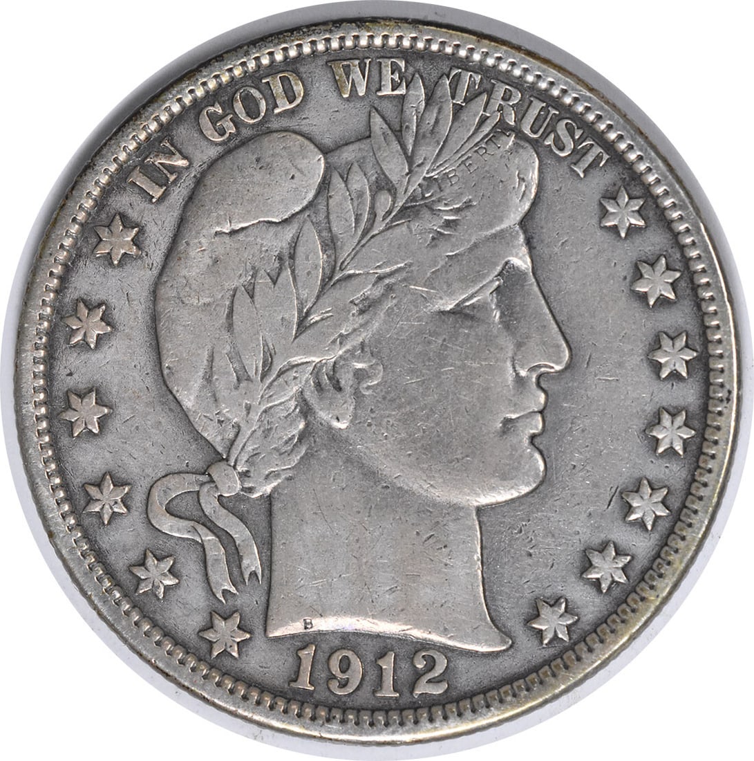 1912 Barber Half Dollar 50C VF Uncertified 90% Silver Coin: 1912 Barber Half Dollar 50C VF Uncertified 90% Silver Coin This 1912 Barber Silver Half Dollar features a design by Charles E. Barber and is a notable addition to any coin collection. It is classified
