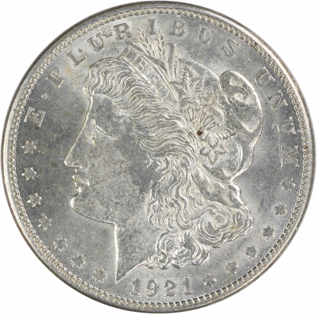 1921 San Francisco Morgan Dollar AU 90 Percent Silver Uncertified: 1921 San Francisco Morgan Dollar AU 90 Percent Silver Uncertified This 1921-S Morgan Silver Dollar is an attractive circulated example graded as About Uncirculated (AU). Struck at the San Francisco Mi