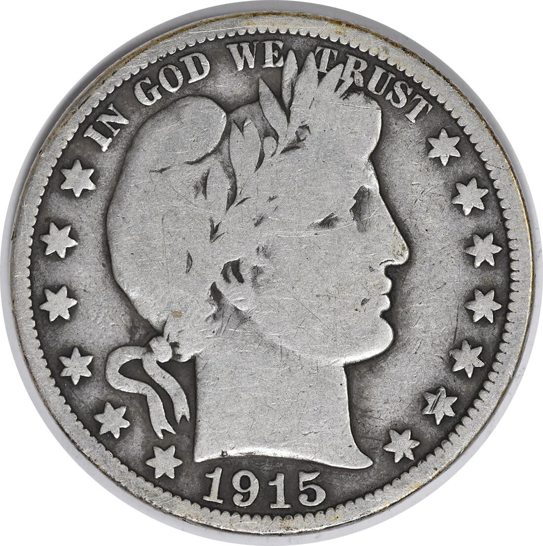 1915 Barber Silver Half Dollar 50C VG Uncertified Philadelphia Mint: 1915 Barber Silver Half Dollar 50C VG Uncertified Philadelphia Mint This 1915 Barber Silver Half Dollar is a classic piece of numismatic history. Struck at the Philadelphia Mint, this coin has a grade