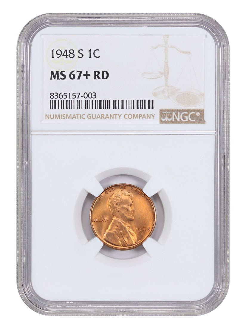 Lincoln Wheat Cent 1948-S NGC MS67 Plus Red San Francisco Mint (1 of 4)