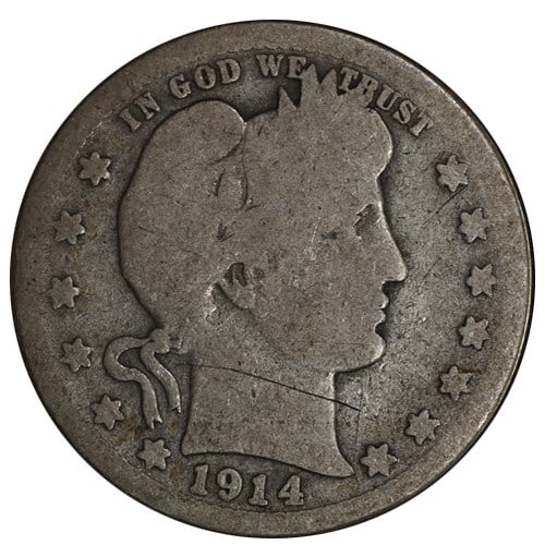 1914-S Barber Quarter Silver Circulated Nice Eye Appeal: 1914-S Barber Quarter Silver Circulated Nice Eye Appeal This 1914-S Barber Quarter is a captivating piece with excellent eye appeal. Featuring a beautiful original color and surfaces, this coin is a f
