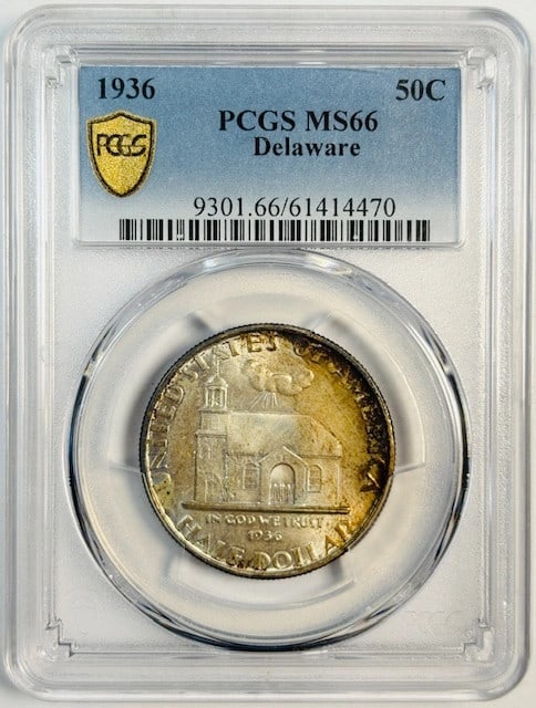 Delaware Tercentenary Silver Dollar 1936 PCGS MS66 Commemorative Coin (1 of 4)