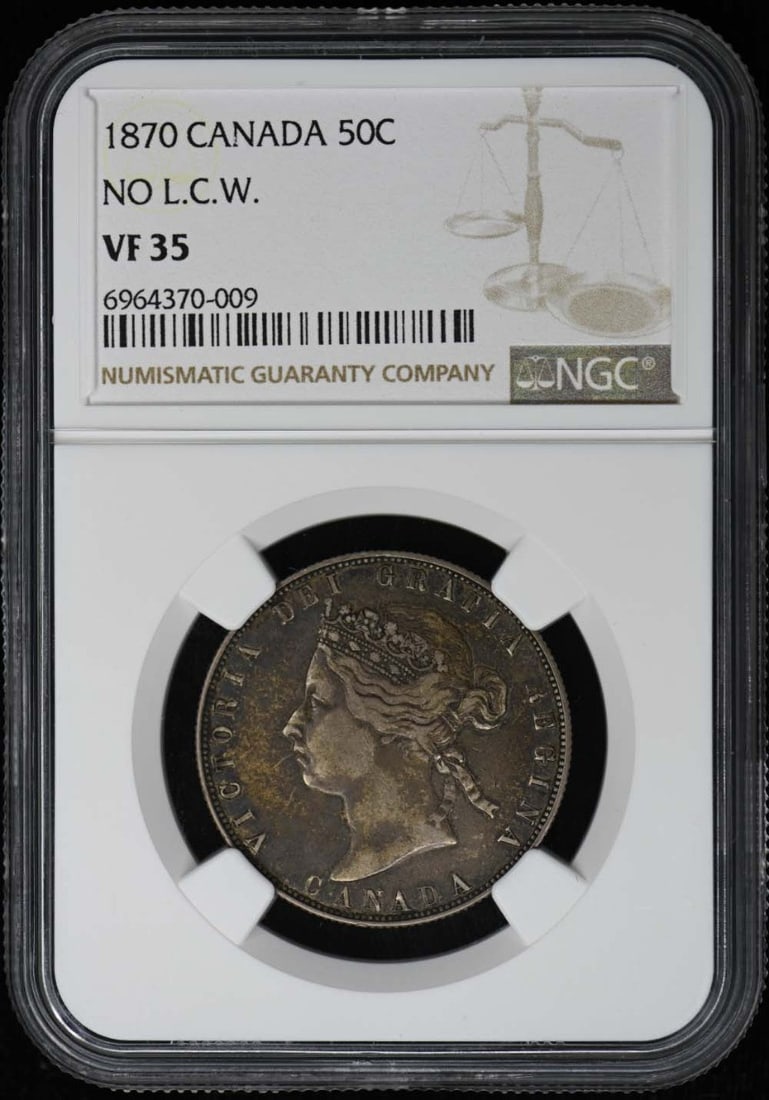 1870 Canada 50 Cents Coin NGC Certified VF35: 1870 Canada 50 Cents Coin NGC Certified VF35 Offered is a 1870 Canada 50 Cents coin, certified by NGC with a grade of VF35. This coin is circulated, reflecting its history and character. The certifica