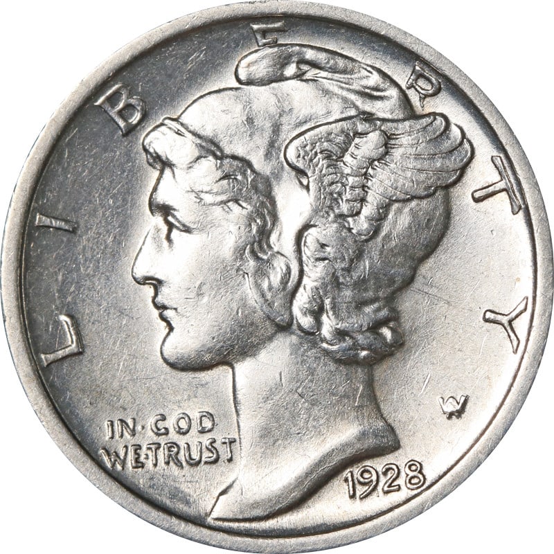 Silver 1928 D Mercury Dime United States Circulated Coin (1 of 2)