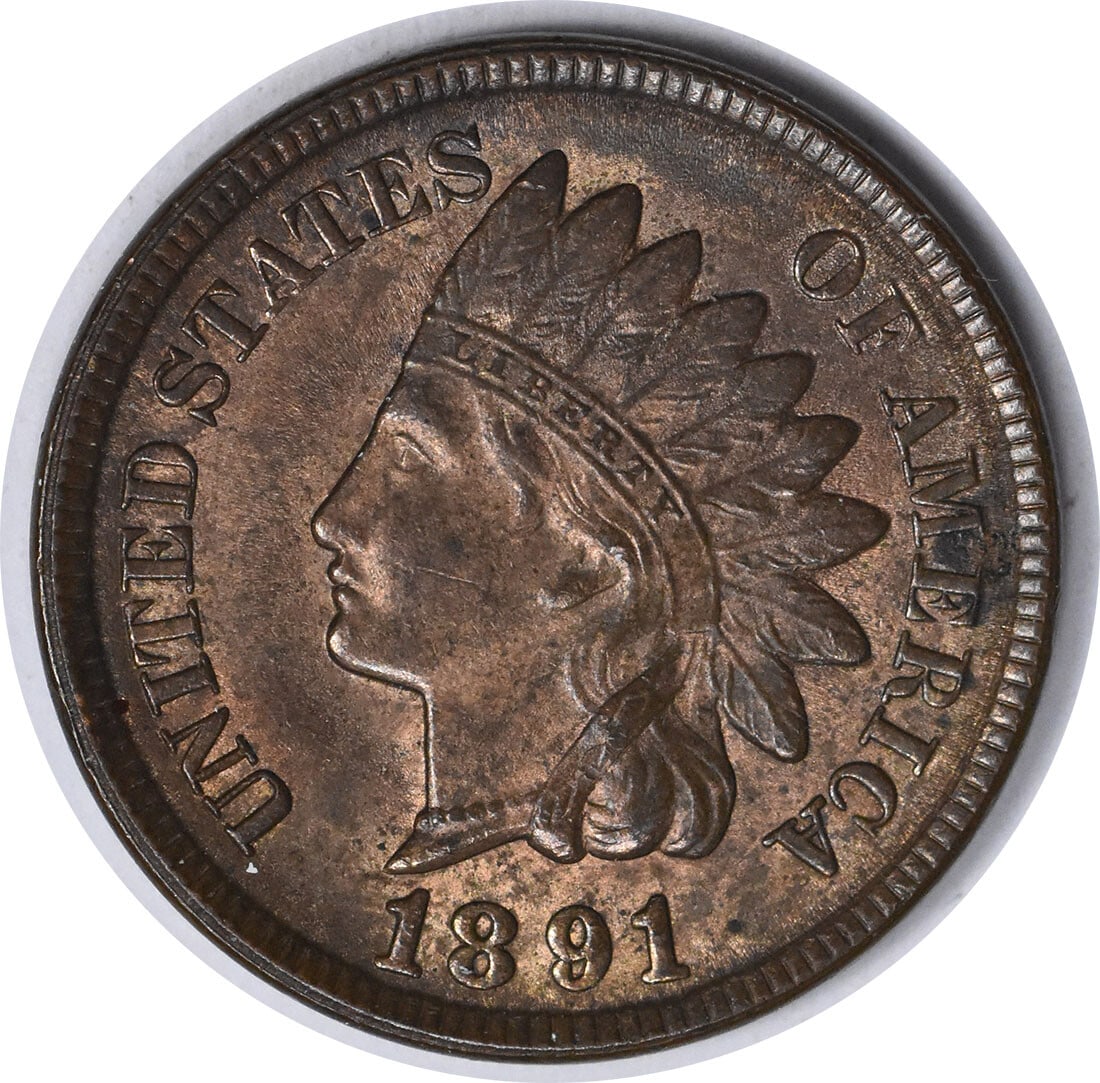 1891 Indian Head Cent Choice BU Uncertified Copper Coin: 1891 Indian Head Cent Choice BU Uncertified Copper Coin This 1891 Indian Cent is a remarkable example of numismatic history, showcasing a stunning Choice BU (Brilliant Uncirculated) grade. The coin fe