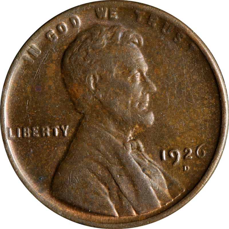 1926 Denver Mint Copper Lincoln Cent Circulated US Coin (1 of 2)