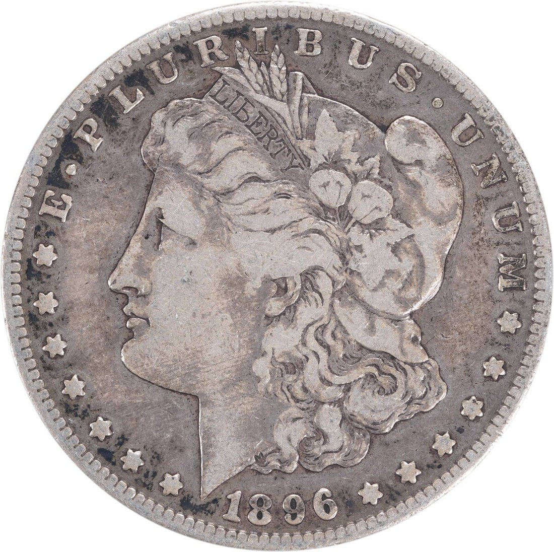 1896-S Morgan Silver Dollar VF Uncertified Silver Coin: 1896-S Morgan Silver Dollar VF Uncertified Silver Coin This 1896-S Morgan Silver Dollar is a classic piece of American numismatics. Featuring a design by George T. Morgan, this coin is composed of 90%