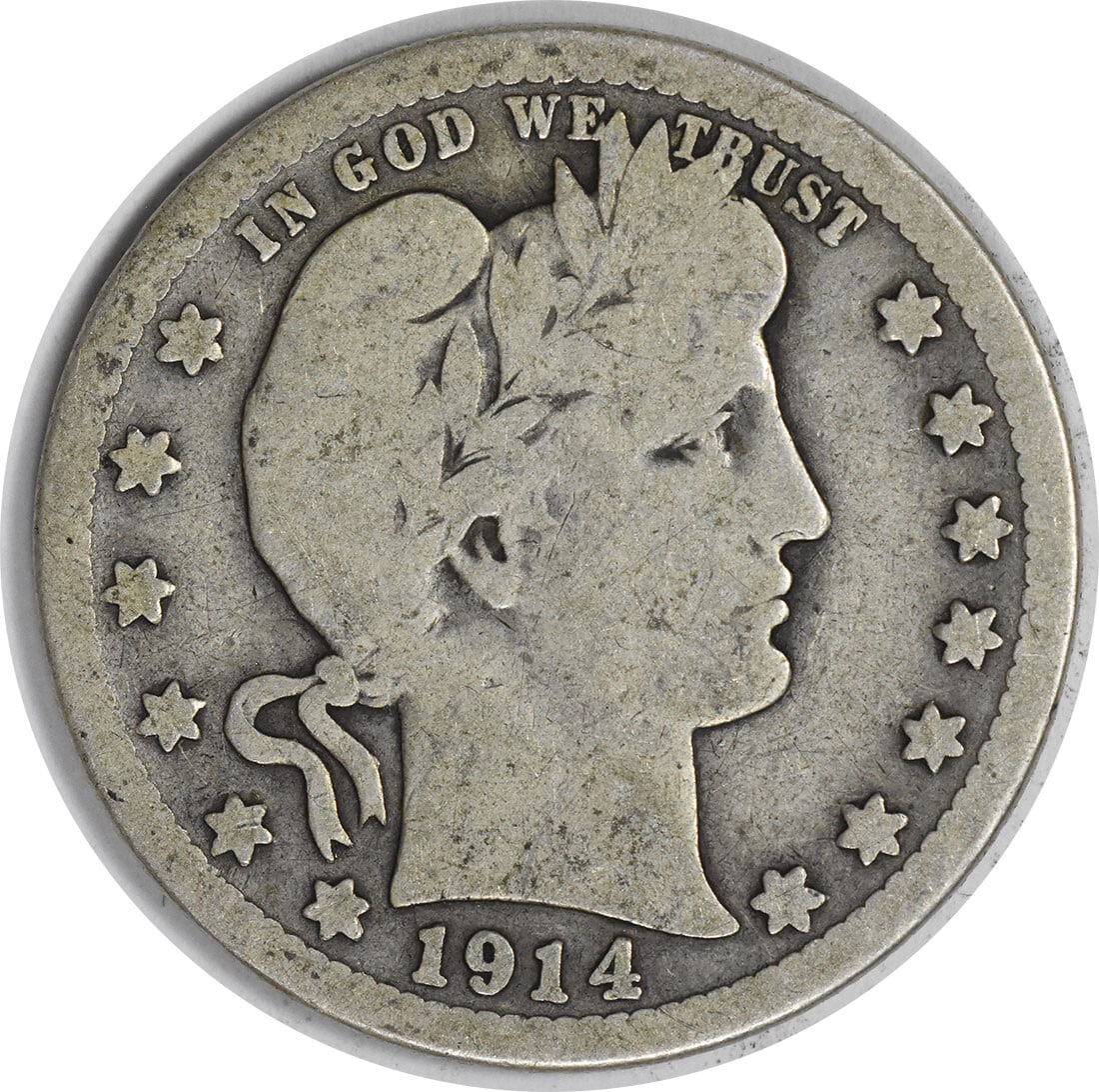1914-S Barber Silver Quarter 25C G Uncertified San Francisco Mint: 1914-S Barber Silver Quarter 25C G Uncertified San Francisco Mint This 1914-S Barber Silver Quarter is a notable collectible coin, featuring the iconic design by Charles E. Barber. With a mintage of o