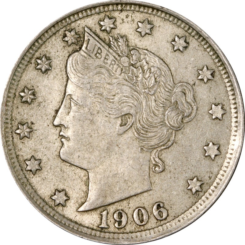1906 Nickel Liberty V Five Cent US Coin: 1906 Nickel Liberty V Five Cent US Coin This is a 1906 Liberty V Nickel composed of nickel. The coin is circulated and comes uncertified. It is a pre-owned item from the year 1906. Specifications Coin