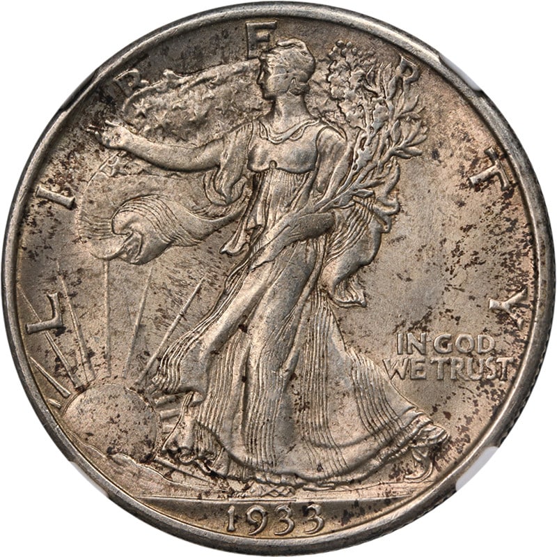 NGC MS64 1933-S Walking Liberty Half Dollar Silver San Francisco Mint: NGC MS64 1933-S Walking Liberty Half Dollar Silver San Francisco Mint This 1933-S Walking Liberty Half Dollar is certified by NGC with a grade of MS64. The coin features bright luster, a strong strike