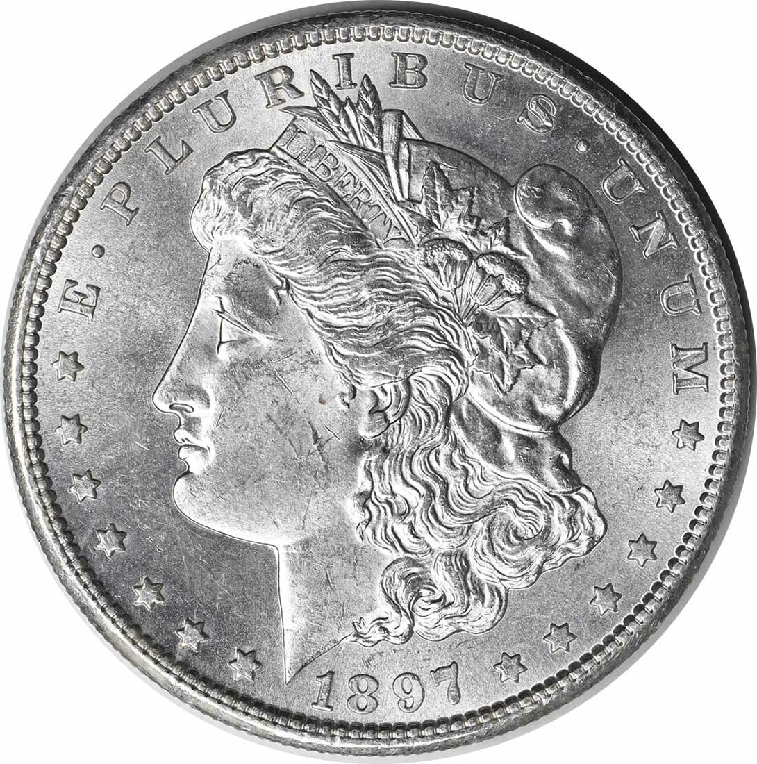 Choice BU 1897-S Silver Morgan Dollar Uncirculated Uncertified US Coin: Choice BU 1897-S Silver Morgan Dollar Uncirculated Uncertified US Coin This is an 1897-S Morgan Silver Dollar featuring a Choice Brilliant Uncirculated (BU) grade. The coin is composed of silver and w