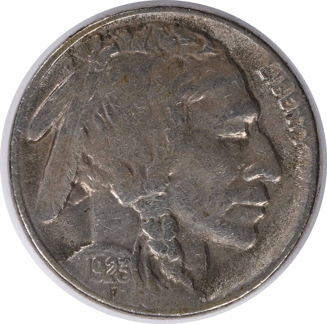 1923-S Buffalo Nickel XF Uncertified 5C Nickel Coin: 1923-S Buffalo Nickel XF Uncertified 5C Nickel Coin This 1923-S Buffalo Nickel is a captivating piece of American numismatic history. Struck at the San Francisco mint, this coin showcases the classic 