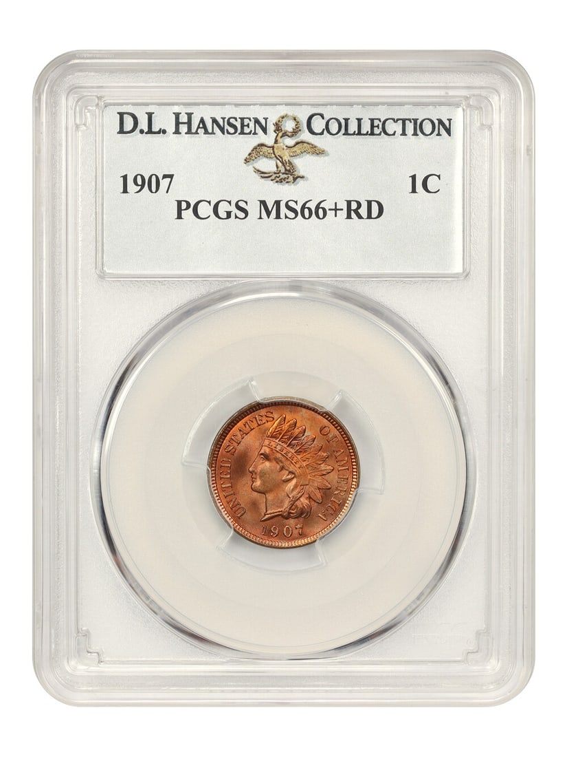 1907 Indian Cent PCGS MS66+RD D.L. Hansen Collection (1 of 4)