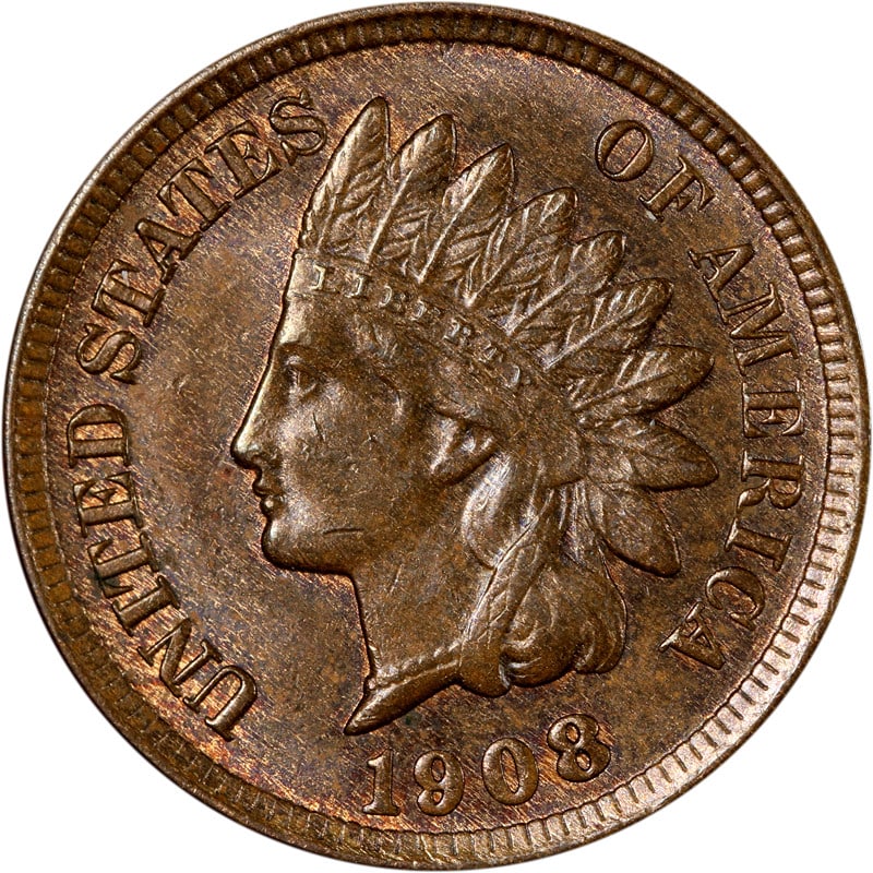 1908 Copper Indian Head Cent United States Circulated: 1908 Copper Indian Head Cent United States Circulated This is a 1908 Indian Cent coin from the United States. The coin is composed of copper and is in pre-owned, circulated condition. It is uncertifie