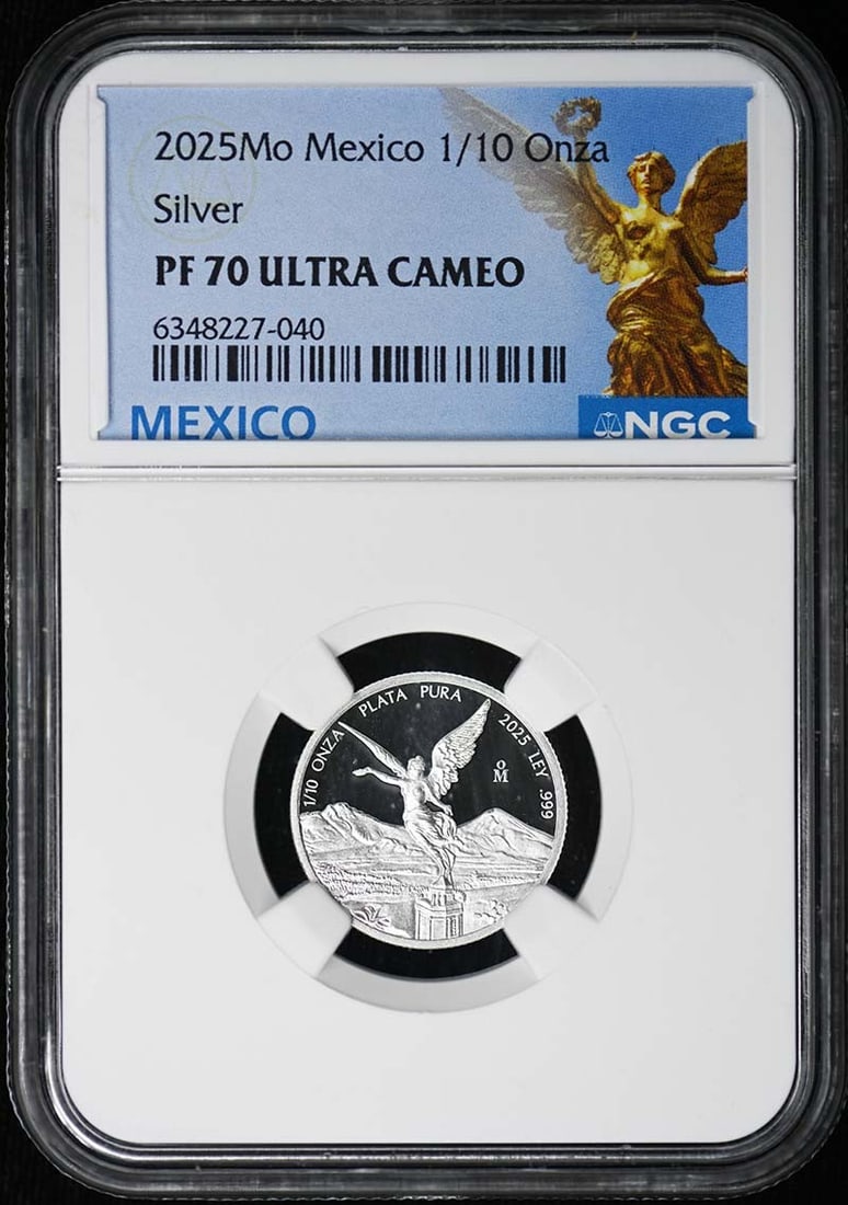 2025 Mexico 1/10 Onza Silver Libertad NGC PR70 Ultra Cameo Limited 1500 Minted: 2025 Mexico 1/10 Onza Silver Libertad NGC PR70 Ultra Cameo Limited 1500 Minted This 2025 Mo Mexico 1/10 Onza Libertad silver coin is certified by NGC with a grade of PF70 Ultra Cameo, indicating it is