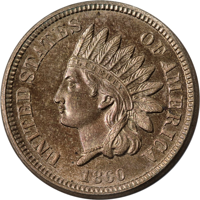 1860 Indian Head Cent PR63 Proof CAC OGH PCGS Certified Copper Coin: 1860 Indian Head Cent PR63 Proof CAC OGH PCGS Certified Copper Coin This 1860 Indian Cent Proof features a CAC sticker and is graded PR63 by PCGS, housed in an Old Green Holder (OGH). The coin is unci