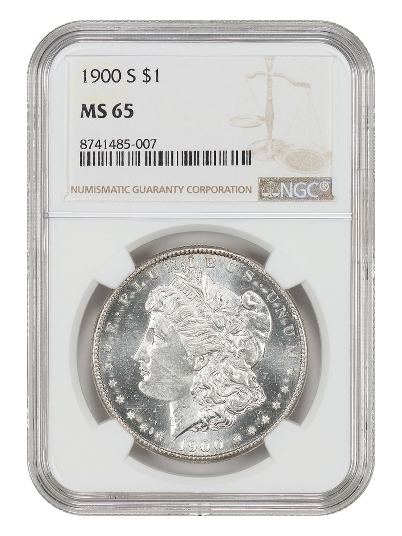 San Francisco Mint 1900 Morgan Silver Dollar NGC MS65 Grade: San Francisco Mint 1900 Morgan Silver Dollar NGC MS65 Grade This 1900-S Morgan Dollar features vibrant luster on both sides and is graded MS65 by NGC. Struck at the San Francisco Mint, this uncirculat