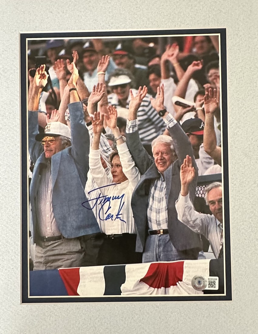 Beckett Certified Jimmy Carter Signed 8.5x11 Magazine Photo with Full Signature: Beckett Certified Jimmy Carter Signed 8.5x11 Magazine Photo with Full Signature This is an 8.5 x 11 inch matted magazine photograph signed by Jimmy Carter, the 39th President of the United States. The