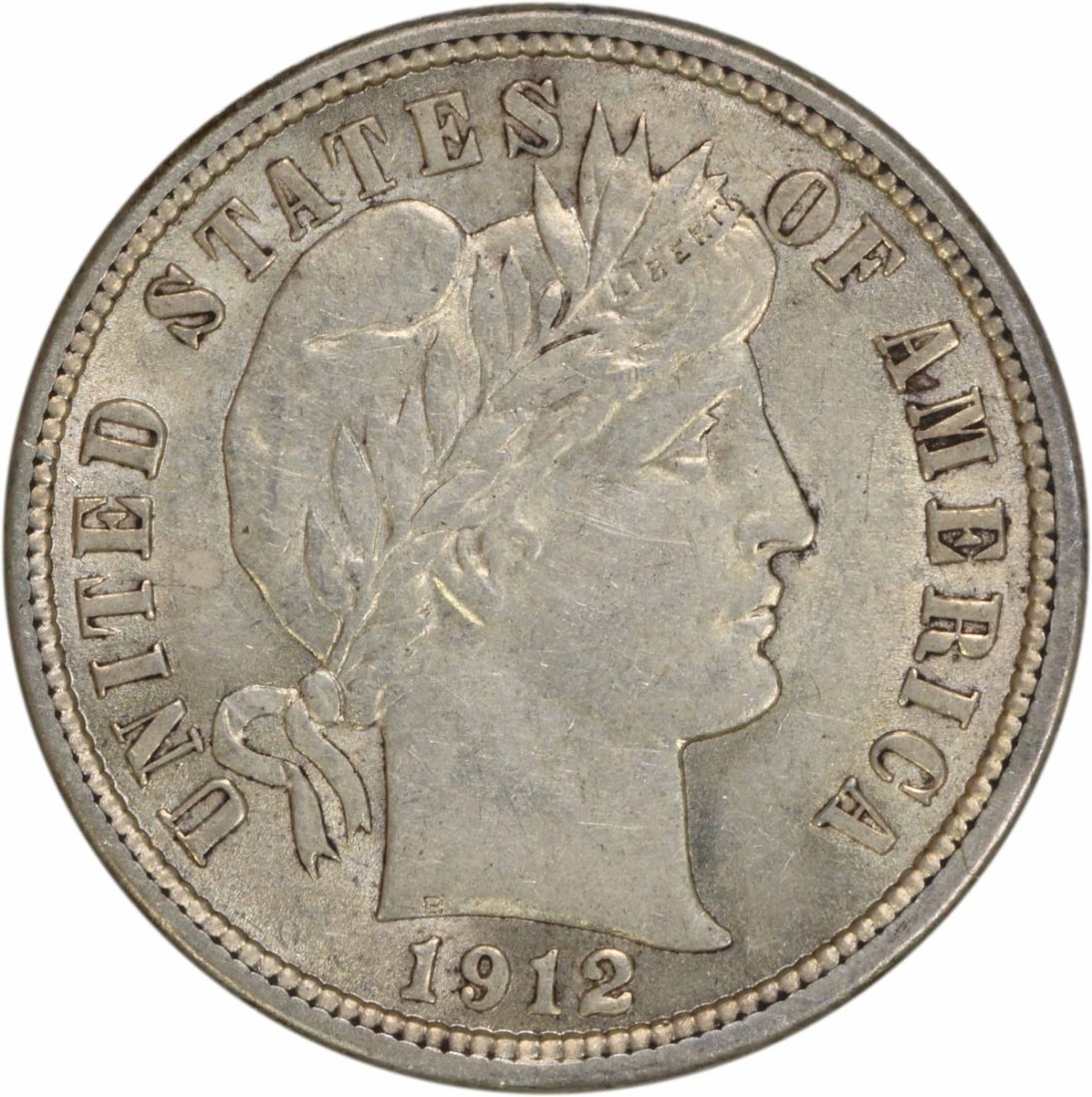 1912 Barber Silver Dime AU Uncertified 10C Philadelphia Coin: 1912 Barber Silver Dime AU Uncertified 10C Philadelphia Coin This 1912 Barber Silver Dime is a beautiful example of early 20th-century American coinage, featuring the iconic design by Charles E. Barbe