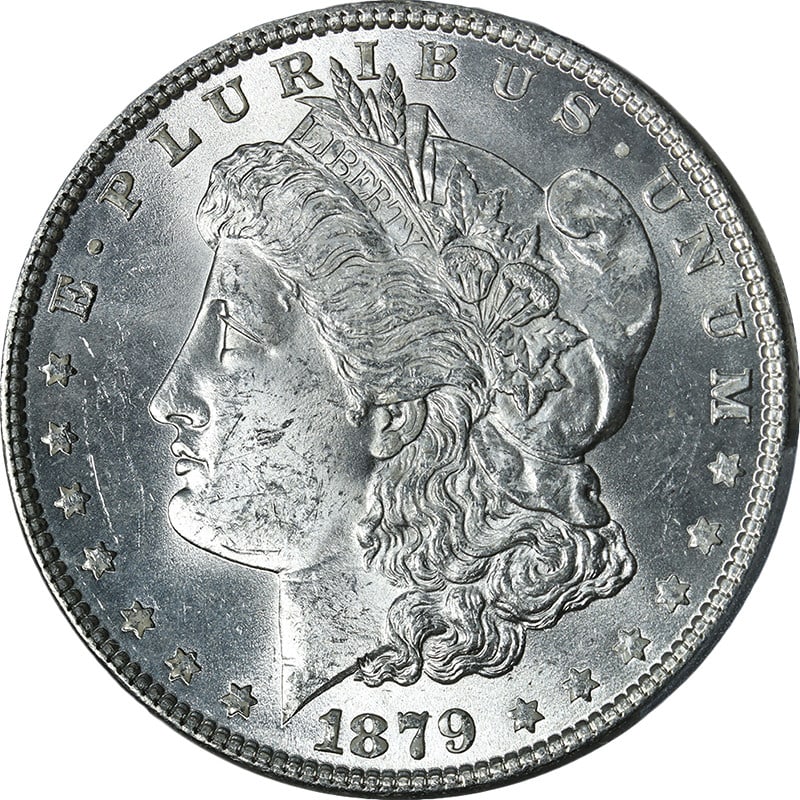 PCGS MS63 1879-P Morgan Silver Dollar Uncirculated with Bright Luster (1 of 4)