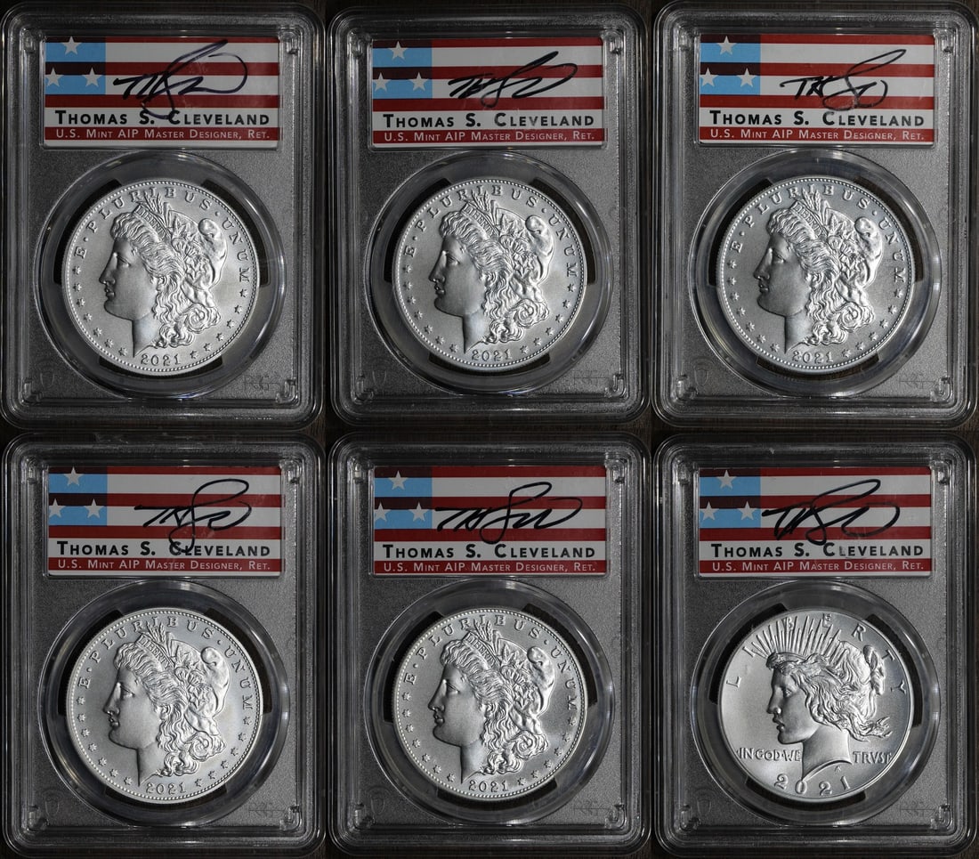 2021 MS70 Morgan Peace Dollar 6 Coin Set PCGS Advanced Release: 2021 MS70 Morgan Peace Dollar 6 Coin Set PCGS Advanced Release This 2021 Morgan and Peace Dollar Six Coin Set features both iconic designs in stunning MS70 grade, certified by PCGS. Each coin in this 